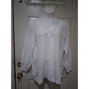 Boho Peasant Top, Blouse White Soft  Pretty Size L